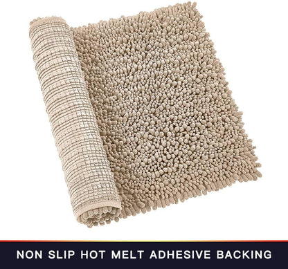 Walensee Bathroom Rug Non Slip Bath Mat (24x17 Inch Blush) Water Absorbent Super Soft Shaggy Chenille Machine Washable Dry Extra Thick Perfect Absorbant Best Small Plush Carpet for Shower Floor