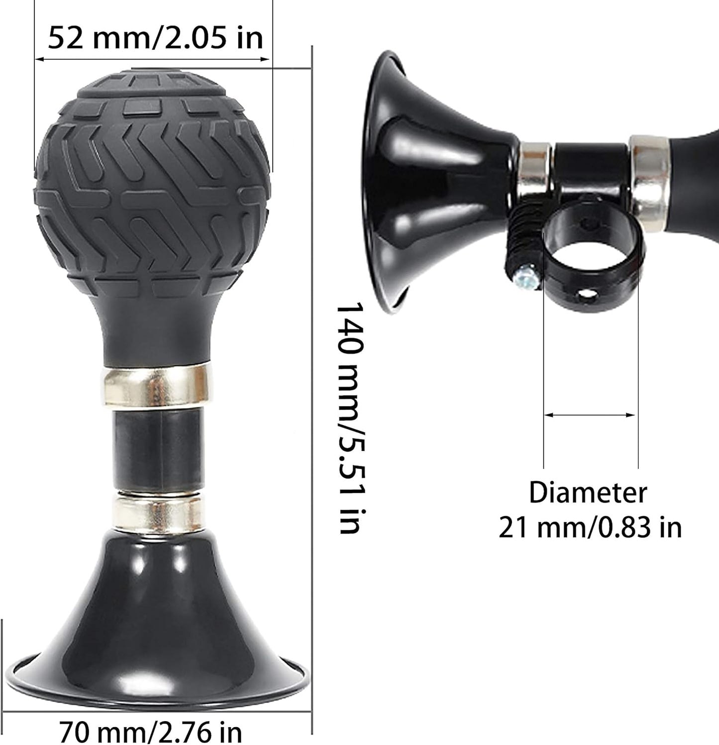 KEWAYO 120 db Classic Clown Bugle Horn, High-Decibel Metal Bike Horn Bicycle Bell for Road Bike, MTB, Folding Bike, Cruiser Bike, Vehicles Golf Cart