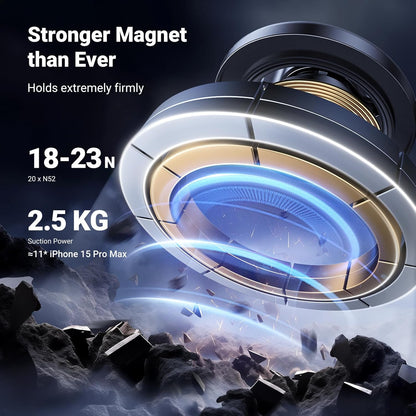 UGREEN MagSafe Car Phone Mount Air Vent Magnetic Phone Holder Car 360° Rotation Magsafe Phone Mount with 2 Metal Rings Compatible with iPhone16 15 14 13 12 Pro Max All Phones Magsafe Case