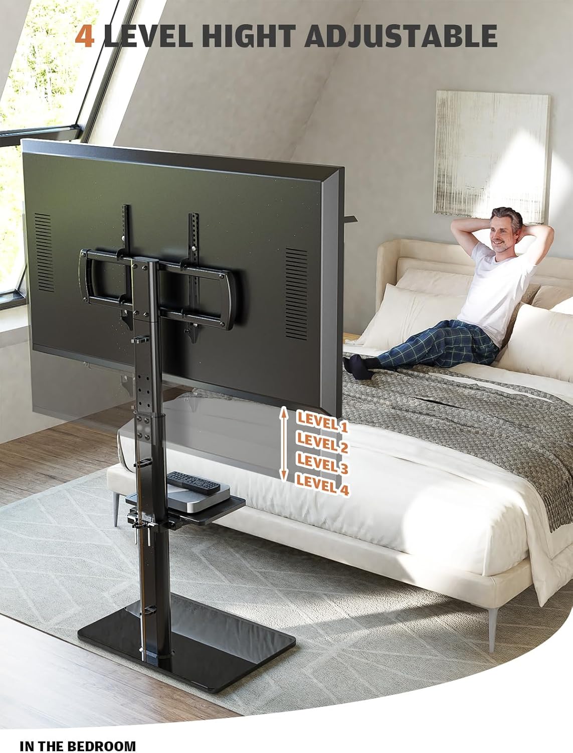 Universal TV Stand with Mount 80 Degree Swivel Height Adjustable and Tilt Function for 27 to 65 inch LCD, LED OLED TVs,HT1002B