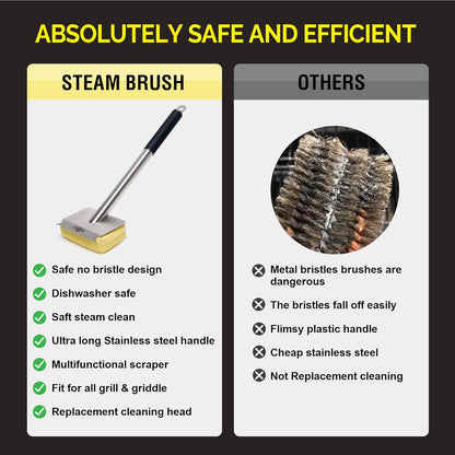 XUDAKAIXIN Grill Brush Bristle Free,BBQ Replaceable Scraper Cleaning Head,Safe Grill Accessories for Cast Iron Grates/Porcelain/Weber Gas/Charcoal Grill,Grill Brush for Outdoor Grill-Yellow