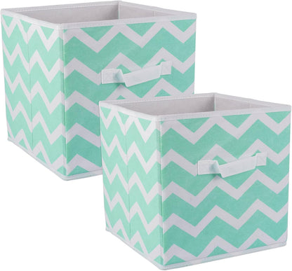 DII Foldable Fabric Storage Containers for Nurseries, Offices, Closets, Home Decor, Cube Organizers & Everyday Storage Needs, (Large - 11 x 11 x 11) Scroll Nautical Blue - Set of 2