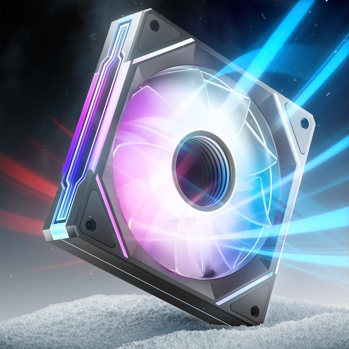 AsiaHorse AMICI-5GT RGB PC Fans, Infinity Mirror ARGB Fans HDB Bearing Fan Speeds Up to 1800 RPM with 24 LED Lights, Forward Blade Fan Compatible Motherboard Aura SYNC (Reverse Blade, 3_Pack_Black)