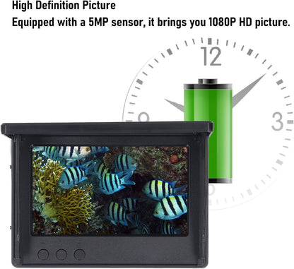 Underwater Fishing Camera, Portable Fish Finder Camera with 4.3 Inch LCD Monitor, 1080P Wide Angle Lens LED Water Proof Camera for Ice Lake Sea Boat Kayak Fishing