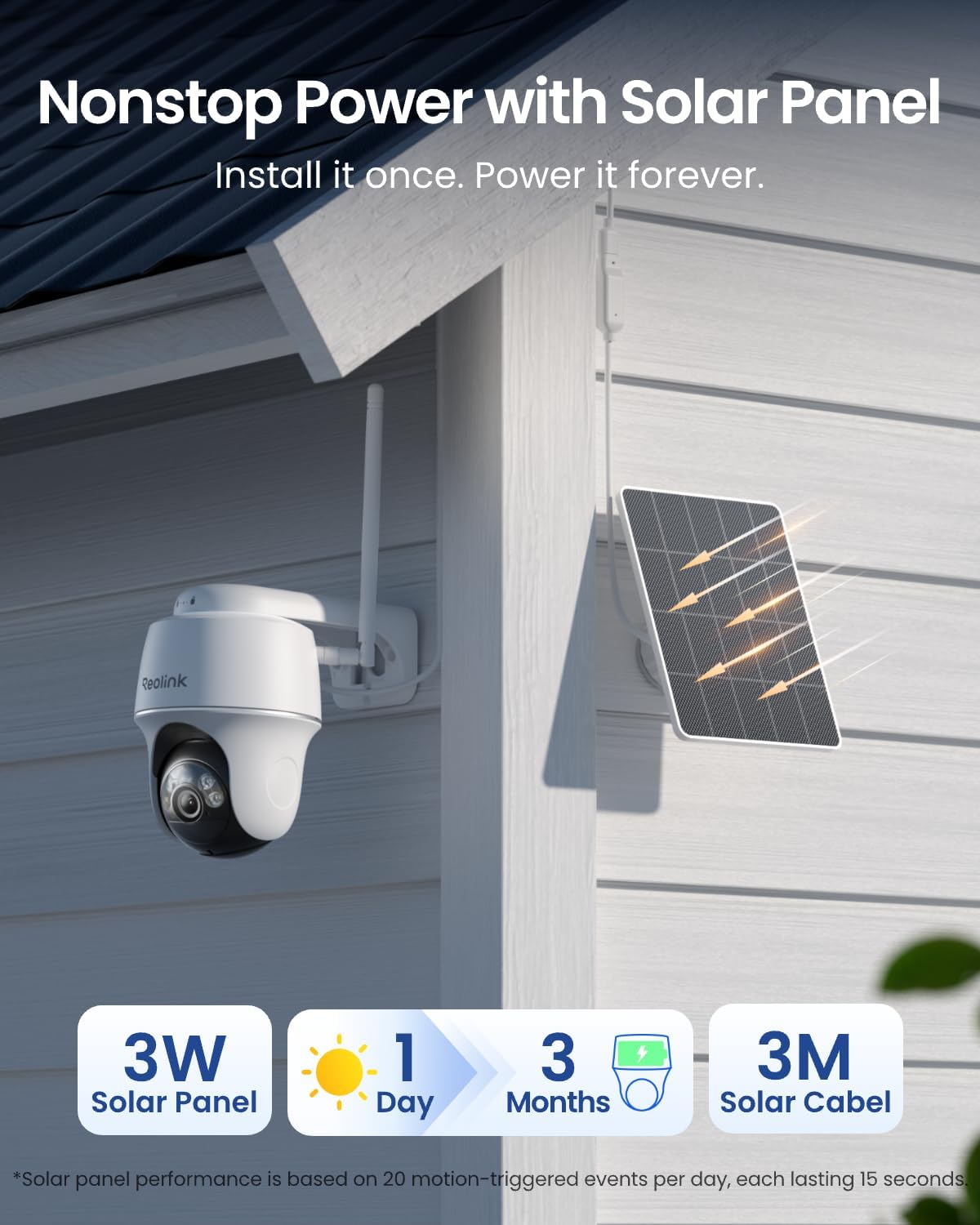 REOLINK Solar Security Cameras Wireless Outdoor 360° Coverage Argus PT