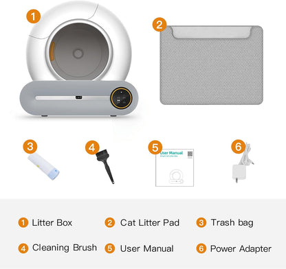 Upgraded Self-Cleaning Cat Litter Box - Automatic Smart for Multiple Cats, Never Scoop Again, Safety Protection, APP Control, Odorless, Health Check
