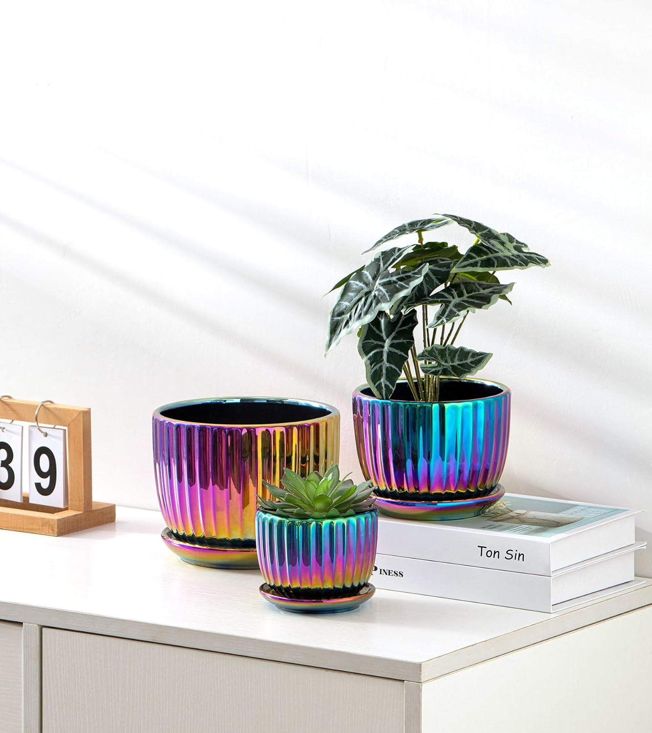 Purilite Select 3-Piece Ceramic Indoor Planter Set