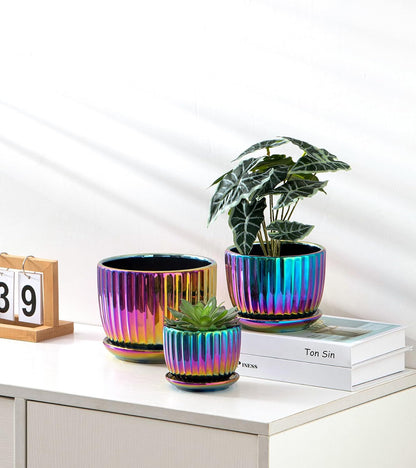 Purilite Select 3-Piece Ceramic Indoor Planter Set