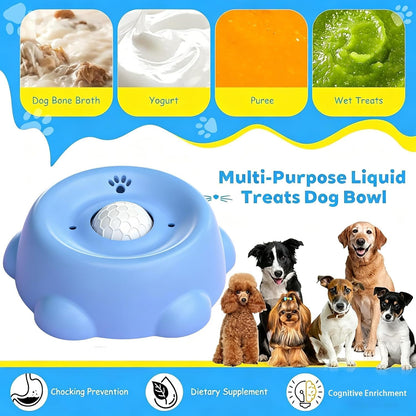 Slow Feeder Dog Bowls for Liquid Treat, 【Entertained Ball-in】 Bone Broth Dog Lick Bowl, 3/4 Cup Yogurt Pup Lick Toy for Large Medium Small Breeds Dietary Supplement/Post-op Nutrition