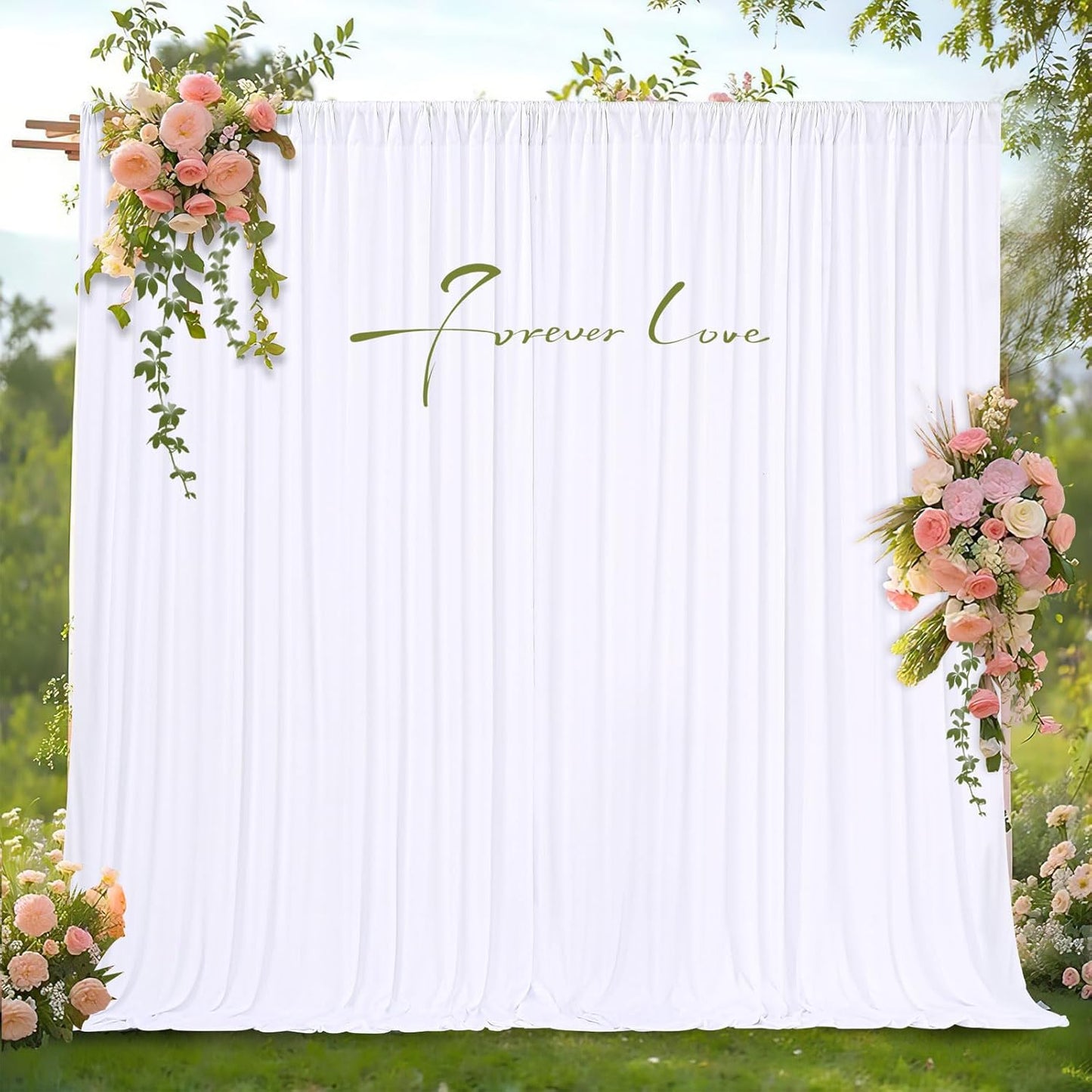 10.6x10Ft White Backdrop Curtain Parties Photo Curtains Backdrop Drapes Fabric for Wedding Birthday Baby Shower Decorations