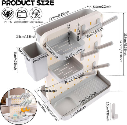 Baby Bottle Drying Rack Large Capacity Bottle Dryer Holder Space Saving Drying Rack for Baby Bottles and Cleaning Supplies (White Grey)(White Grey)