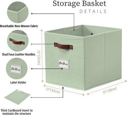 DECOMOMO Cube Storage Bin, Storage Cubes with Labels, Baskets for Shelves Kallax Linen Closet Organizers (Cube 10.5x11"/ 6pcs, Black)