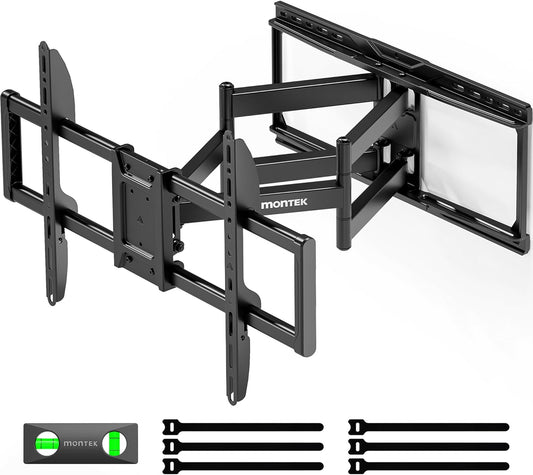 monTEK Full Motion TV Wall Mount for Most 37-90 inch TVs up to 165 lbs, Heavy Duty TV Mount with Dual Articulating Arms, Tool-Free Tilt, Swivel, Extension, Fits 16"/18"/24" Studs, Max VESA 600x400mm - PuriLite