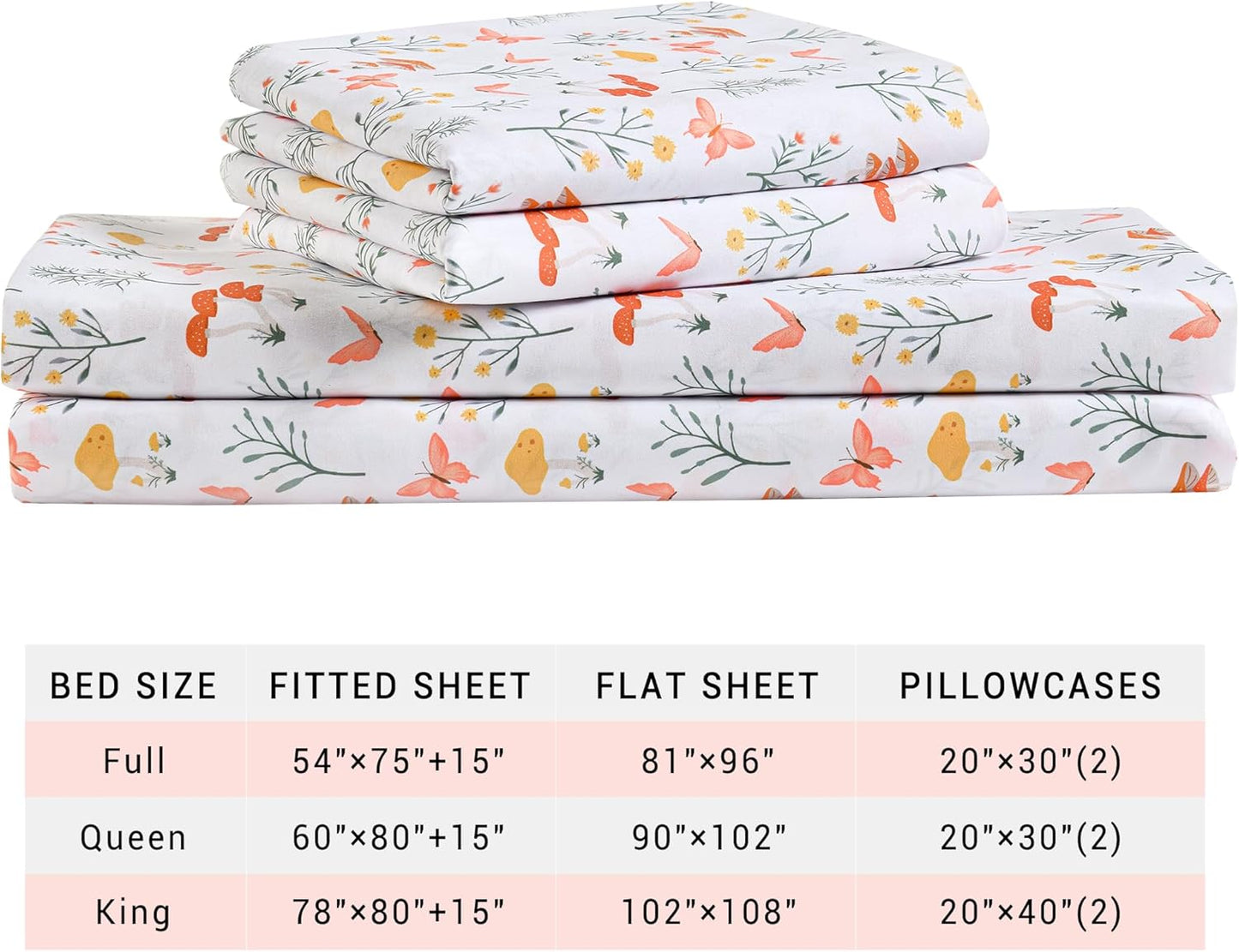 Viviland Floral Queen Sheet Set - 4 Piece Vintage Pink & Yellow Flower Patterned Bed Sheets - Soft, Breathable Microfiber Sheets with Deep Pocket, Non-Slip Fitted Sheets & Pillowcases