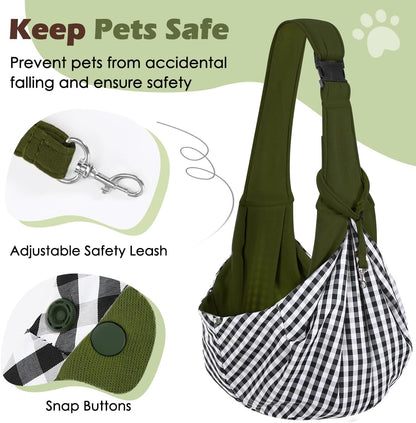 Pawaboo Small Dog Sling Carrier, Reversible Hands Free Dog Sling Carrier for Small Dogs and Cats, Puppy Sling Carrier with Adjustable Strap Buckle & Safety Harness, Puppy Essentials, Grey