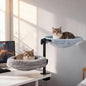 Odoland Cat Desk Bed, 2-in-1 Double Layer Bed with Adjustable Height | Indoor Cats Hammock with Replace Mattress Washable Fabrics for Cat