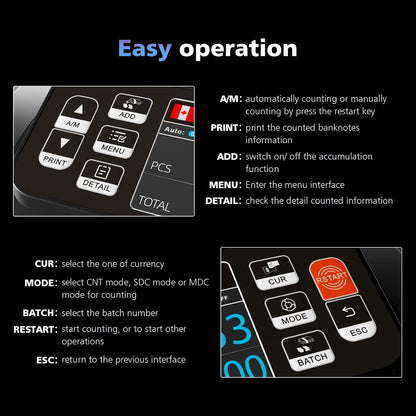 Aneken N60 Multi-Denominations Money Counter, 6 Detection Methods (UV/IR/MG/MT/DD/CIS),1200 Bills/min, Mixed Bills Value Counting Machine, 3.5" TFT Display, Commercial Bank-Grade Cash Counter