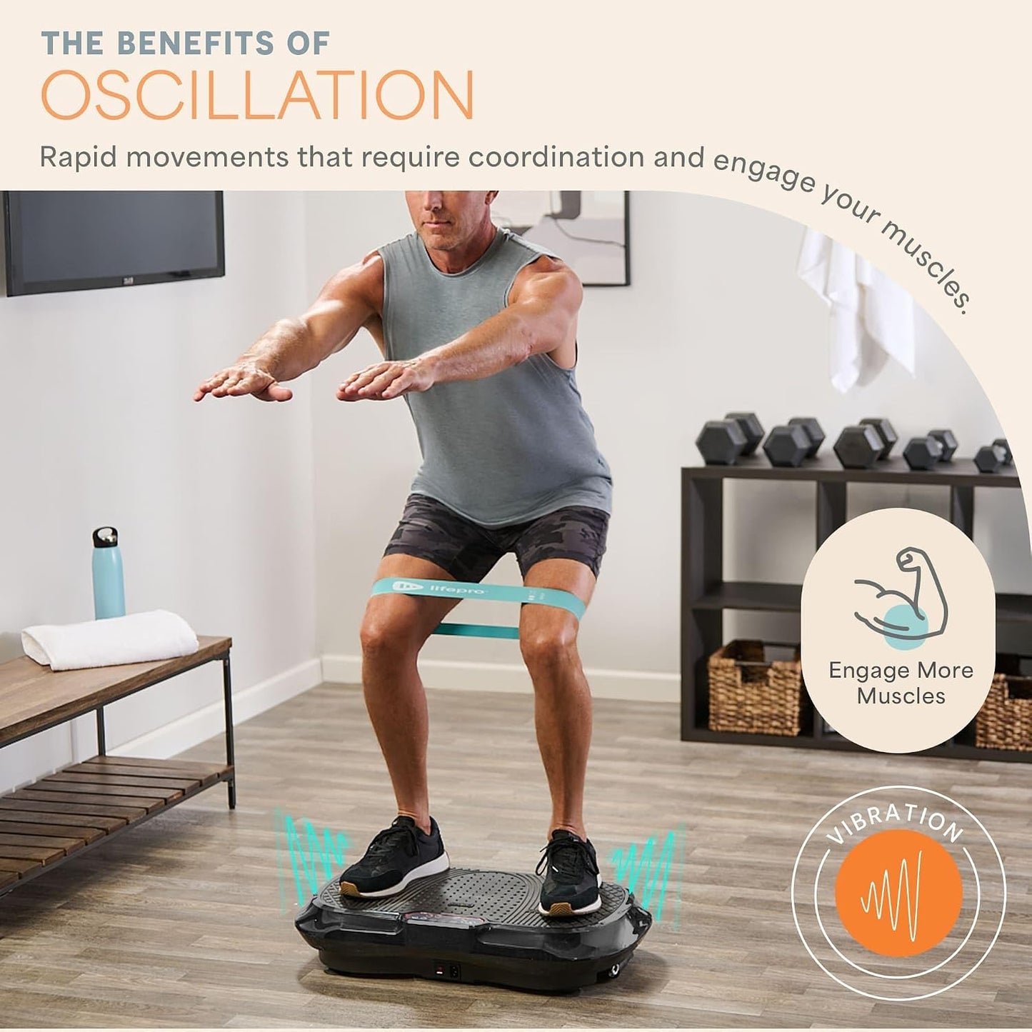 Lifepro Waver Vibration Plate Exercise Machine – Whole Body Oscillation Platform w/ 99 Speed Levels & 9 Programs – Remote Control, Loop & Resistance Bands for Full Body Home Gym Workout