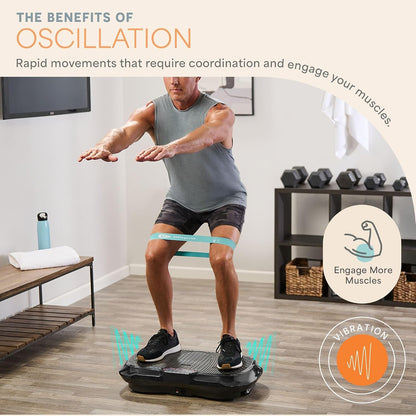 Lifepro Waver Vibration Plate Exercise Machine – Whole Body Oscillation Platform w/ 99 Speed Levels & 9 Programs – Remote Control, Loop & Resistance Bands for Full Body Home Gym Workout