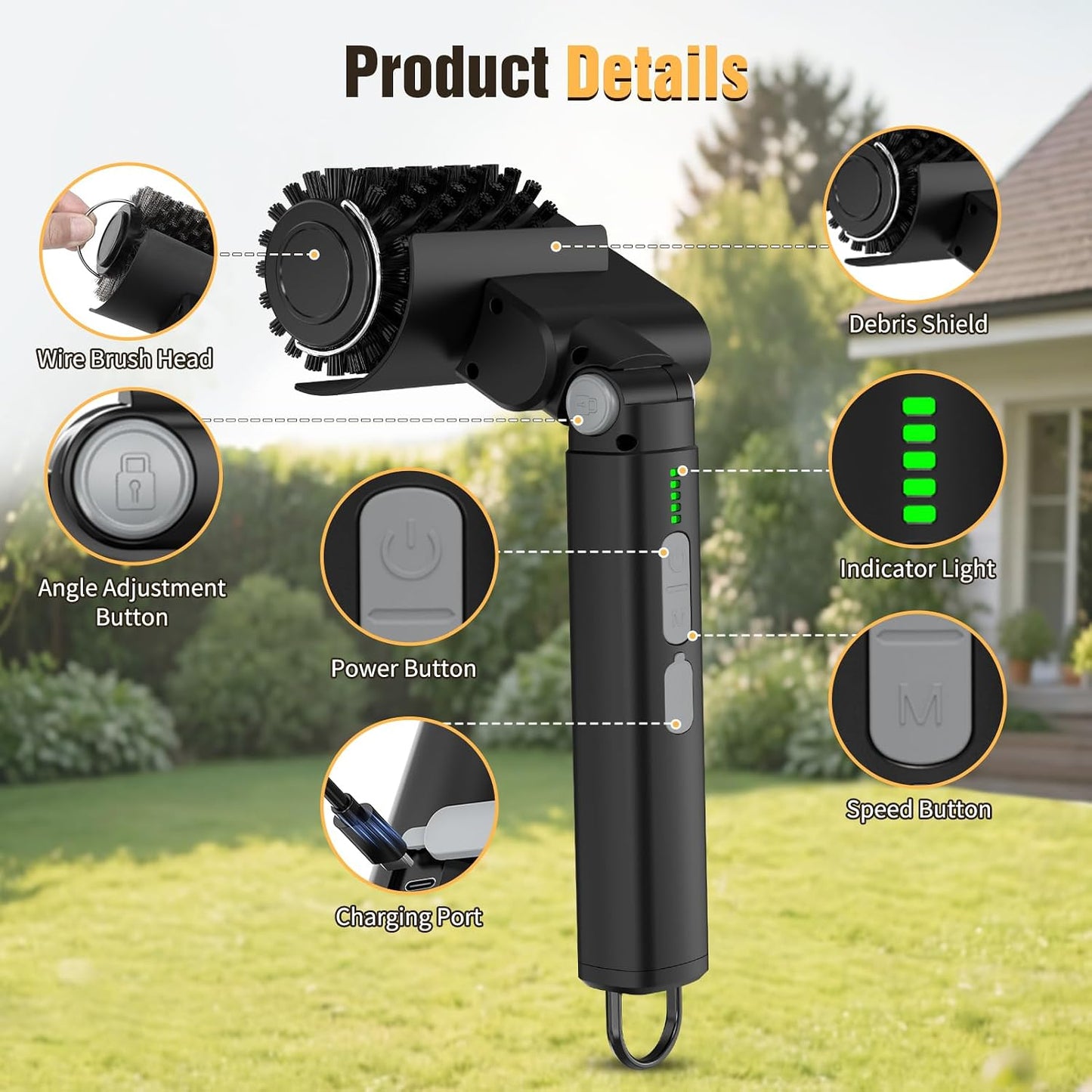 Electric Grill Brush for Outdoor, 3-in-1 Cordless Rotary Grill Brush | 3 Adjustable Speeds & Angles, 3 Replaceable Heads, 150-Minutes Long Runtime Grill Cleaning Brush for BBQ Grates