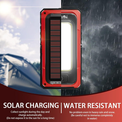 WARSUN Portable Rechargeable Magnetic Work Light, LED Flood Light Waterproof for Outdoor Camping Hiking Emergency Car Repairing (USB + Solar Charging, Yellow)