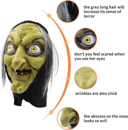 PartyHop - Old Woman Witch Mask - Halloween Scary Horror Cosplay Costume
