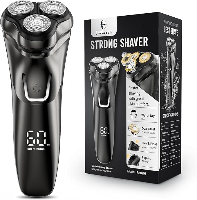 Purilite Select Electric Razor for Men Cordless – Wet/Dry Rotary Shaver Waterproof