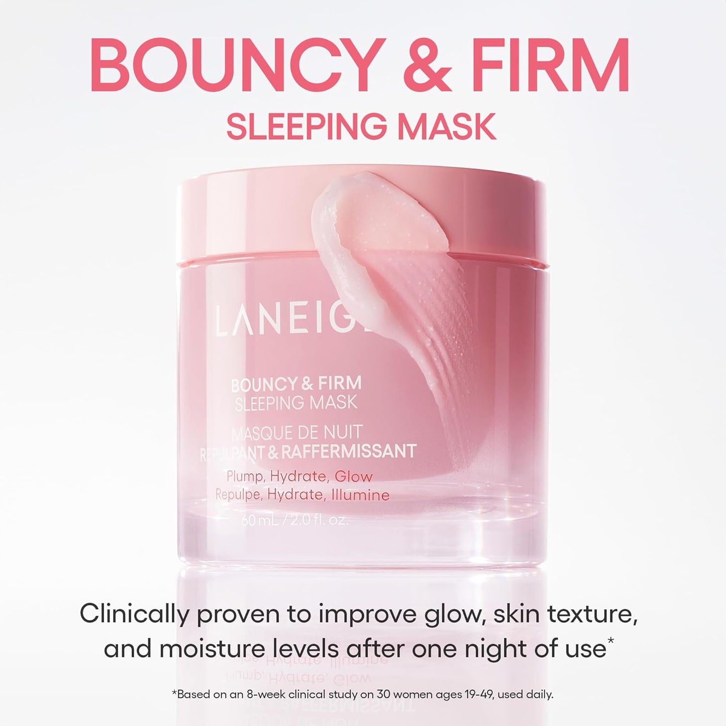 LANEIGE Bouncy and Firm Sleeping Mask: Revitalize, Smooth, Peony & Collagen Complex, Barrier-Boosting Hydration