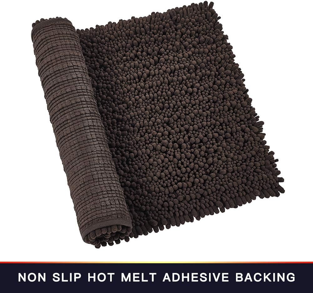 Walensee Bathroom Rug Non Slip Bath Mat (24x17 Inch Blush) Water Absorbent Super Soft Shaggy Chenille Machine Washable Dry Extra Thick Perfect Absorbant Best Small Plush Carpet for Shower Floor