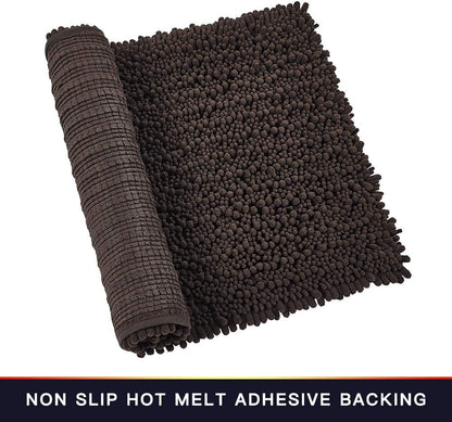 Walensee Bathroom Rug Non Slip Bath Mat (24x17 Inch Blush) Water Absorbent Super Soft Shaggy Chenille Machine Washable Dry Extra Thick Perfect Absorbant Best Small Plush Carpet for Shower Floor