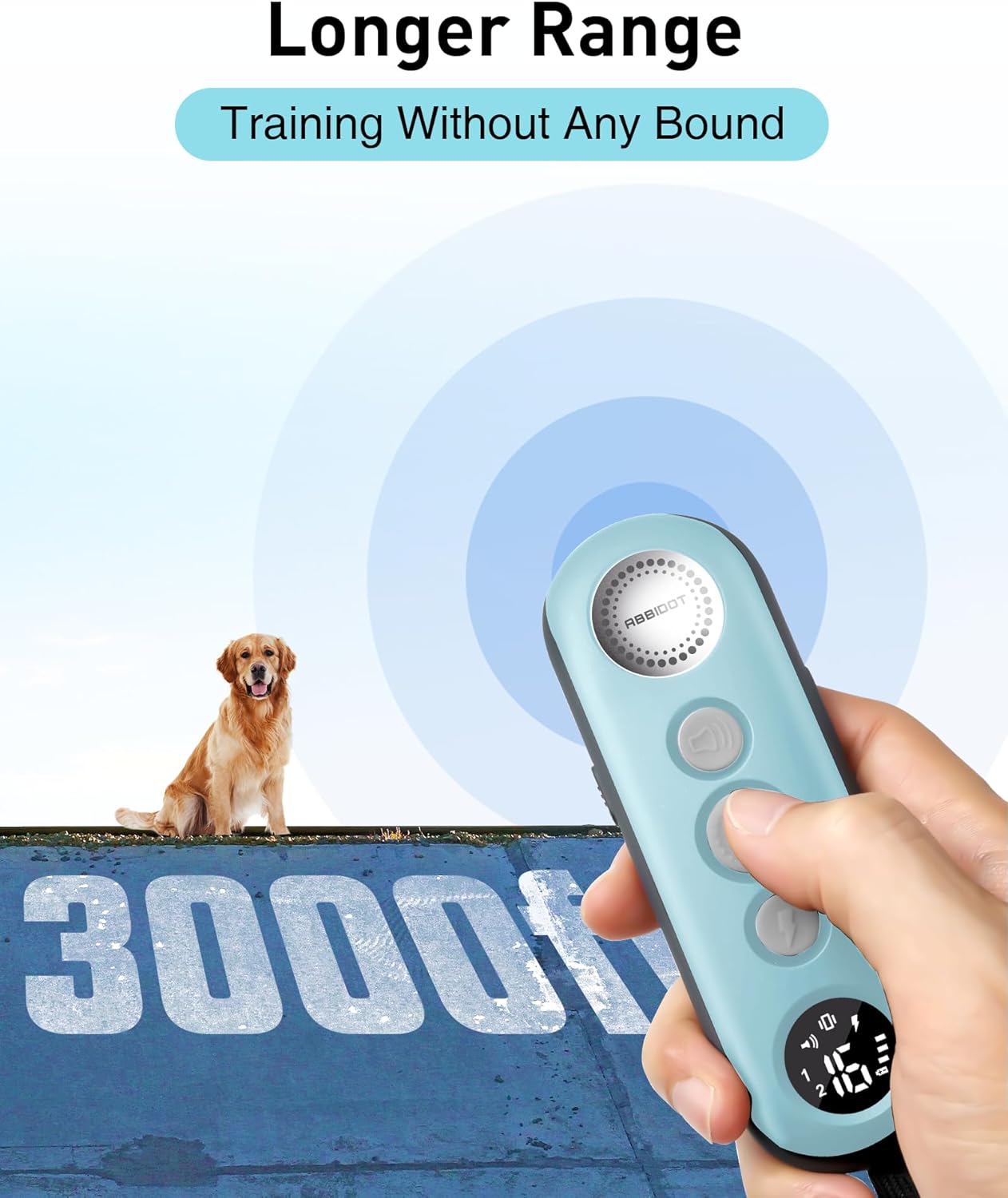 ABBIDOT Shock Collar (8-120 lbs) - Small Size Dog Training Collar with Remote Waterproof Rechargeable Dog Shock Collar with Remote E Collar for Small Medium Large Dogs (Light Blue)