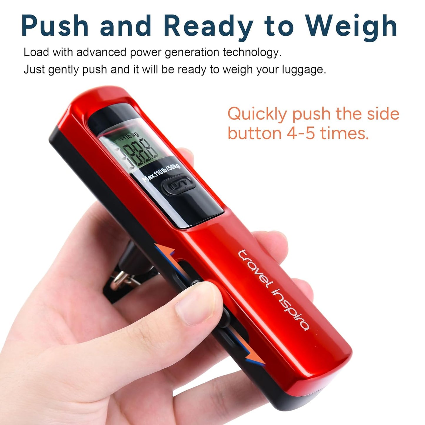 travel inspira Luggage Scale Battery-Free, Travel Essentials, Portable Handheld Digital Suitcase Weight Scale for for Travel Accessories, 110lbs/50kg