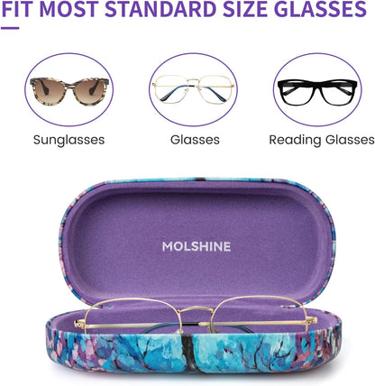 molshine Hard Shell Leather Sunglasses Case,Classic Large Glasses Case for Women Men,Sunglass Eyeglasses