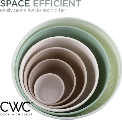 COOK WITH COLOR Prep Bowls with Lids- 8 Piece Nesting Plastic Small Mixing Bowl Set with Lids (Teal Ombre)