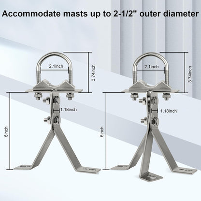 XRDS-RF 16 Inch Heavy-Duty Wall Mount Stand Off Mast for TV Antenna - Windproof Mounting Bracket (2-Leg + 2-Leg)