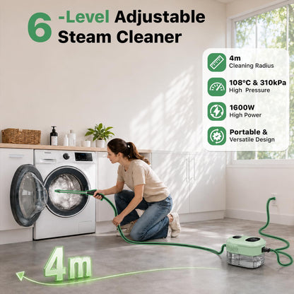 New Upgraded Chemical-Free Cleaning for Cars, Kitchen, Tiles, Bathroom Grout, Upholstery, 6 Level Adjustable, 310kPa, 108°C Handheld Portable Steam Cleaner With 15 pcs Accessories for Home