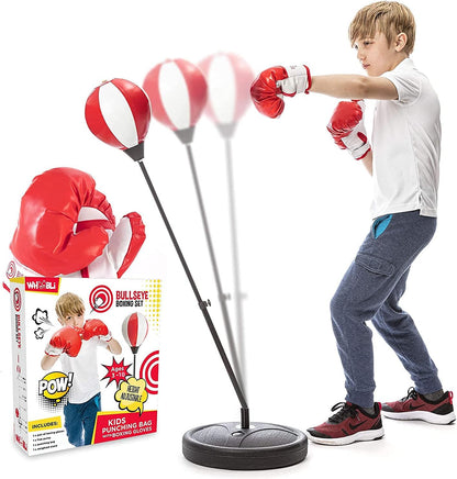 Whoobli Punching Bag for Kids Incl Boxing Gloves | 3-10 Years Old Adjustable Kids Punching Bag with Stand | Boxing Bag Set Toy for Boys & Girls New 2024