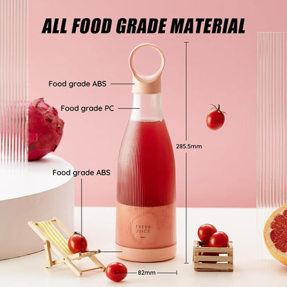 Mini Portable Blender, Cordless, Food Grade Material, 12fl oz, Magnetic Charging, Waterproof, Fresh & Light, Personal Blender for Shakes & Smoothies (Clear/Pink)