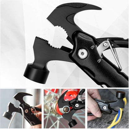BIIB 12-in-1 Hammer Multitool – Stainless Steel Camping & EDC Tool for Men – Portable Multi Tool Hammer with Pliers, Saw & Screwdrivers - PuriLite