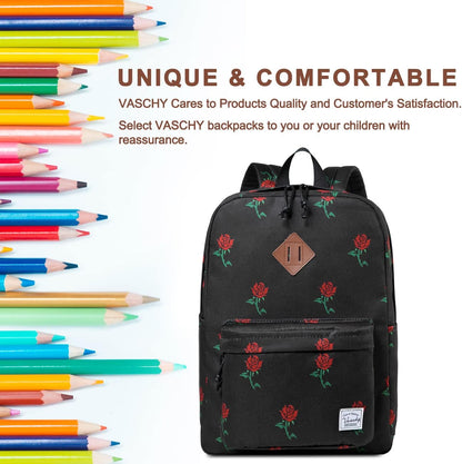 School Backpack for Kids, VASCHY Lightweight Water Resistant Casual Schoolbag Daypack for Men Women Teen Boys Girl Bookbag