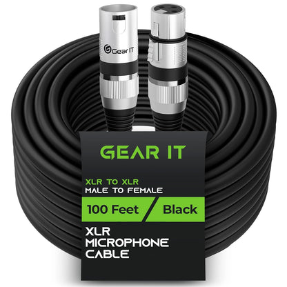 GEARit XLR Male to Female Microphone Cable (10 Feet, 6-Pack) 3-Pin Balanced Shielded Mixer, Recording Studio, Podcast - Black