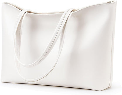 KALIDI Tote Bag Zipper Shoulder Bag Faux Leather Purses for Women Large Casual Handbag Work Dating College