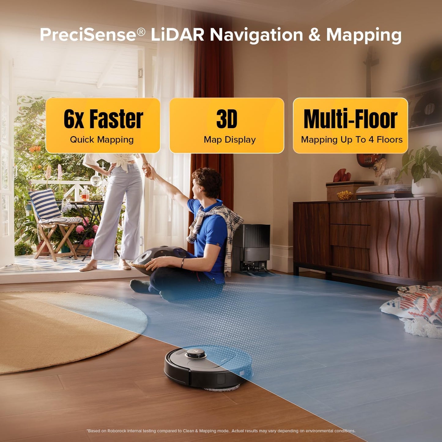 roborock Qrevo S5V Robot Vacuum and Mop, FlexiArm Edge Mopping, 12,000Pa Suction, Smart Obstacle Avoidance, Dual Anti-Tangle Brushes, 10mm Mop Lifting, Auto Mop Washing&Drying, Self-Emptying&Refilling