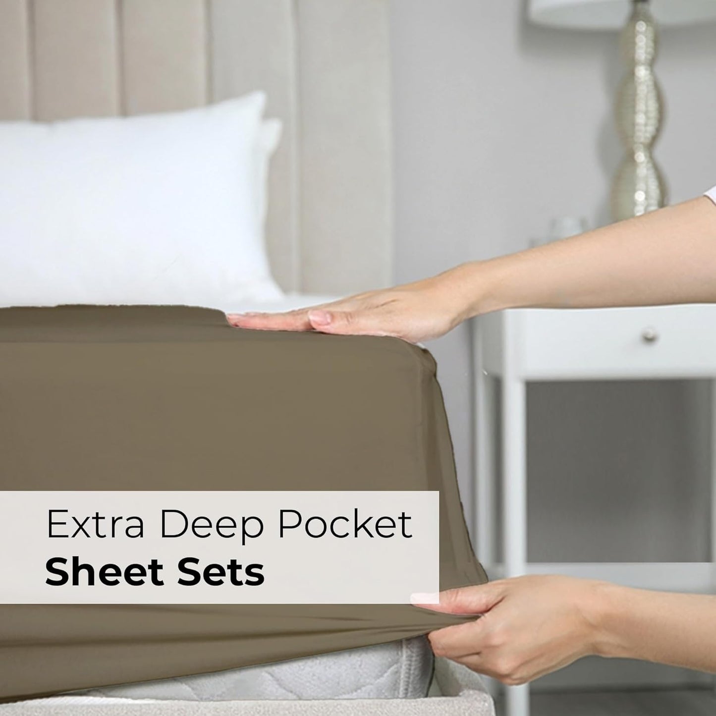 Extra Deep Queen Sheet Set - 6 Piece Breathable & Cooling Sheets - Hotel Luxury Bed Sheets Set - Easy & Secure Fit - Soft, Wrinkle Free & Comfy Sheets Set - White Sheet Set w/Extra Deep Pockets