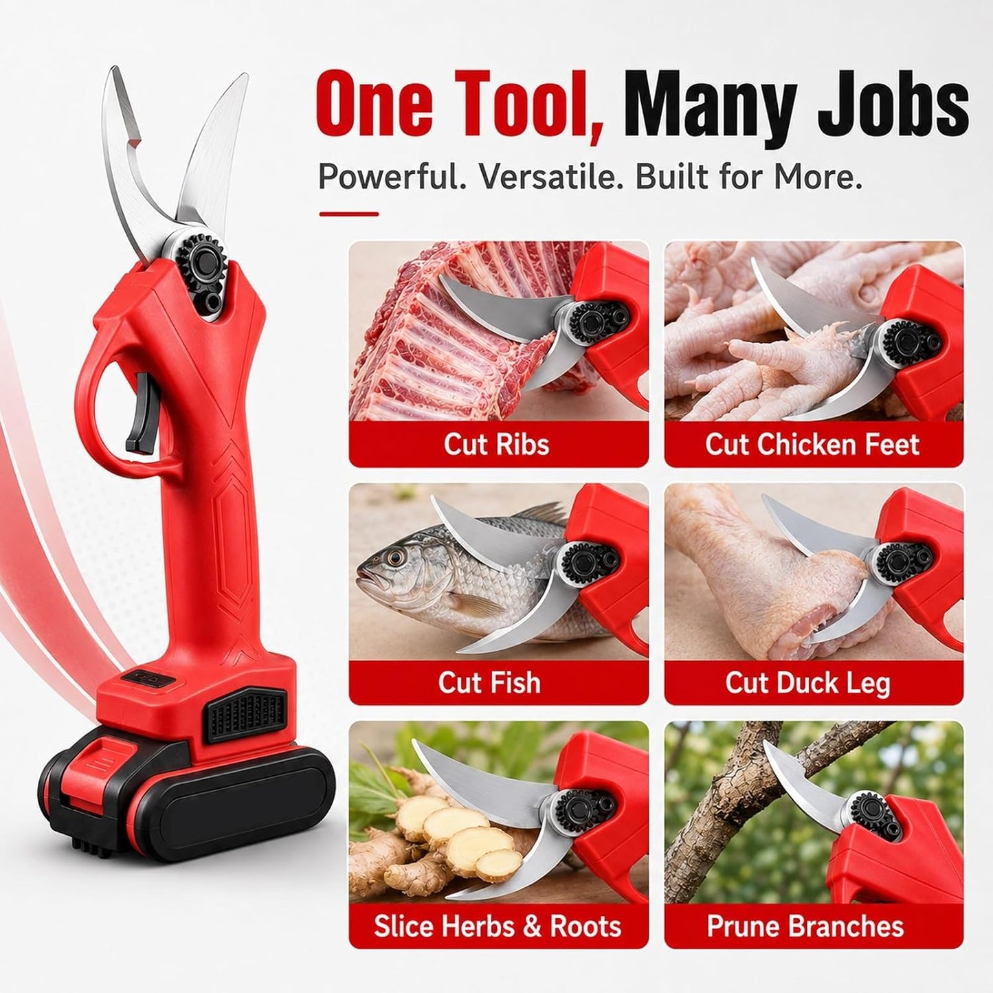 Cordless Electric Kitchen Bone Scissors, Wireless Handheld Poultry Shears | With Multifunctional Cutting Ability, Handles Different Materials, For Daily Cooking