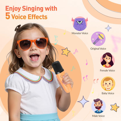 Karaoke Machine for Kids Adults, Portable Bluetooth Speaker with 2 Wireless Microphone, Gifts for Girls Boys Ages 4, 5, 6, 7, 8, 9, 10, 12+ Years Old Birthday Party Home (Purple)