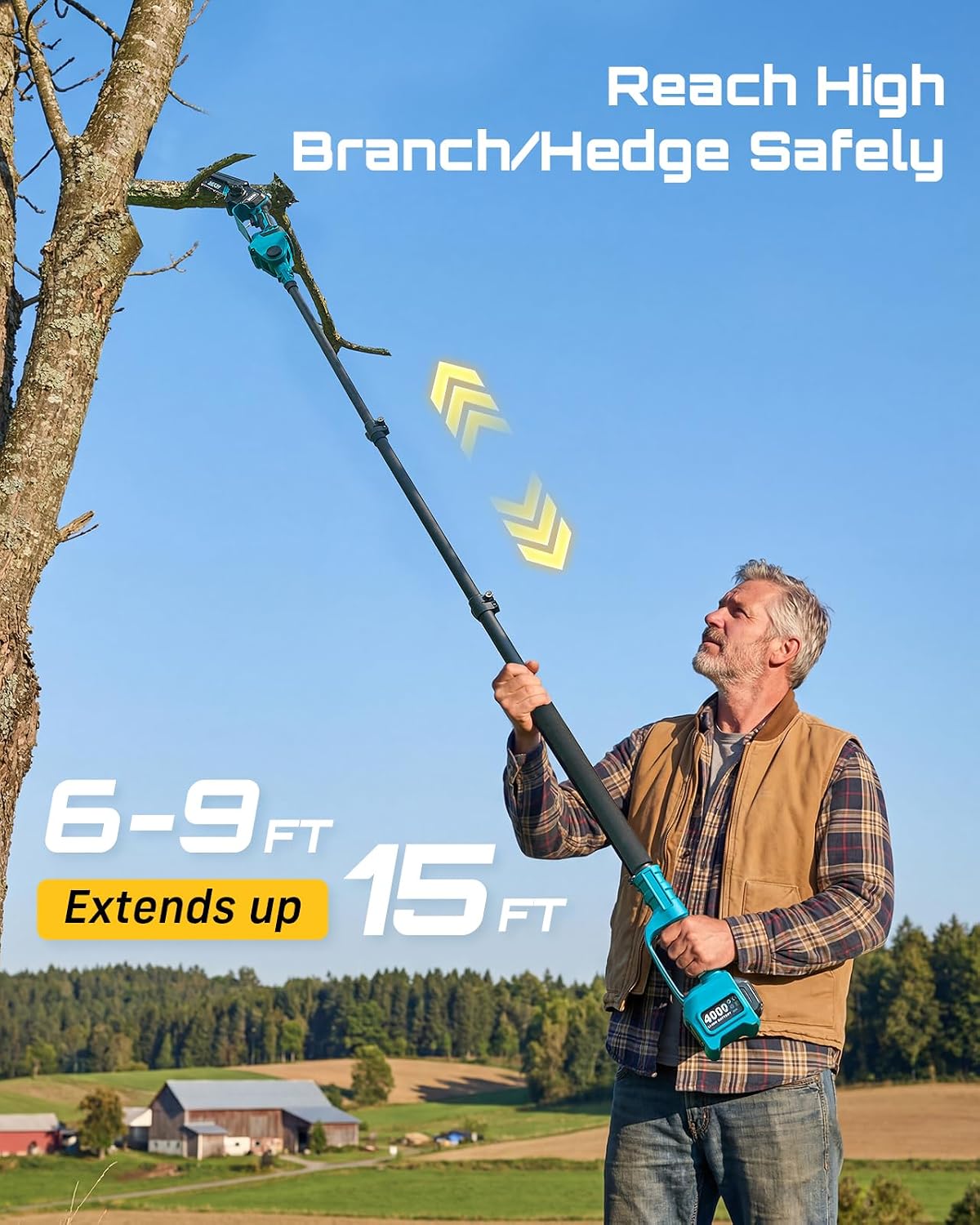 SEESII 6-in-1 Cordless Mini Chainsaw Pole Saw & Hedge Trimmer Combo Kit