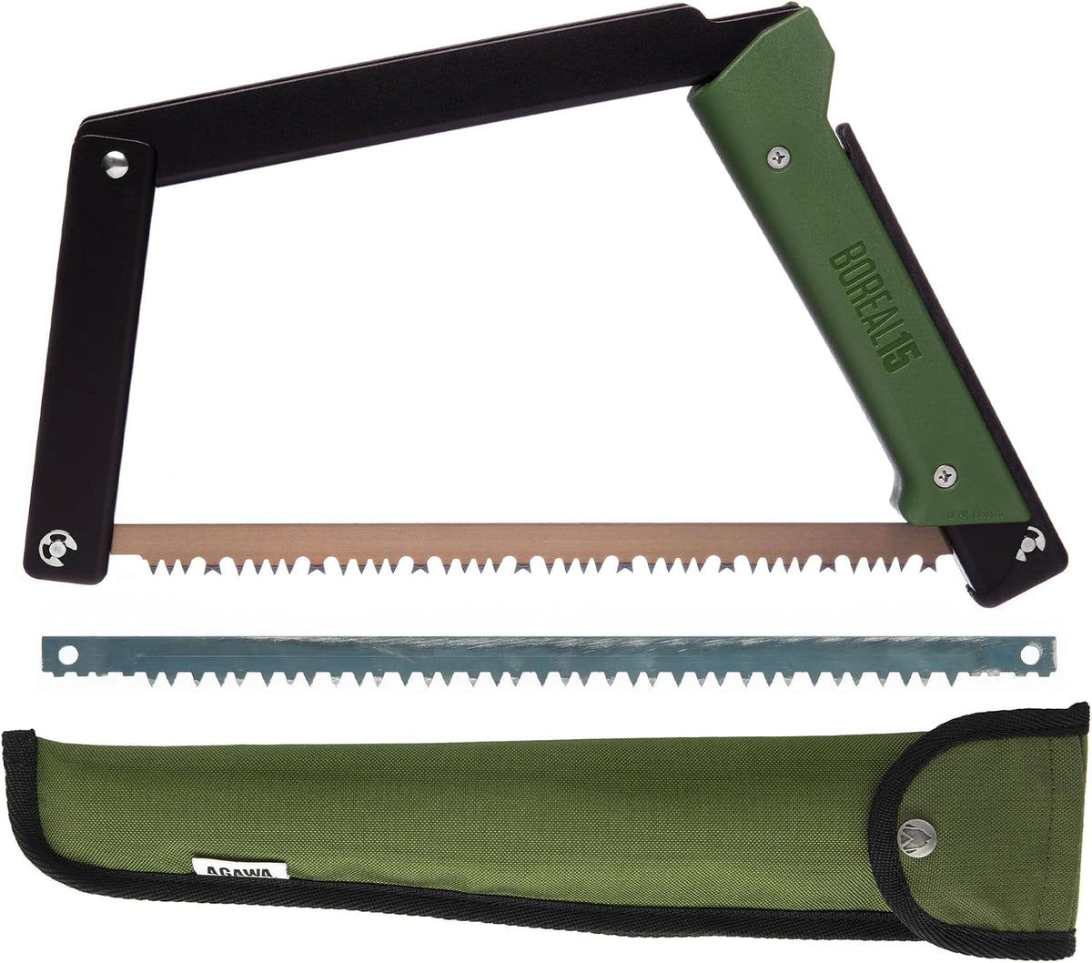 AGAWA BOREAL21 Tripper Kit, 21" Folding Saw, Dual Blades, Nylon Case, Green