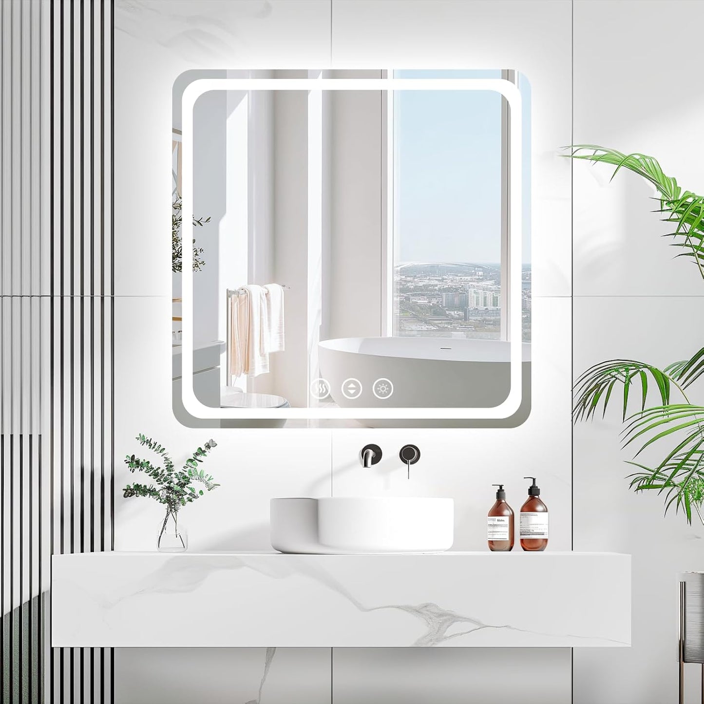Lmsedf 24" x 32"Rectangle LED Bathroom Mirror with Lights, Backlit & Front Lighted, Wall-Mounted Vanity Mirror 3000K/4000K/6000K, Memory Functions, Anti-Fog, Dimmable Smart Mirror