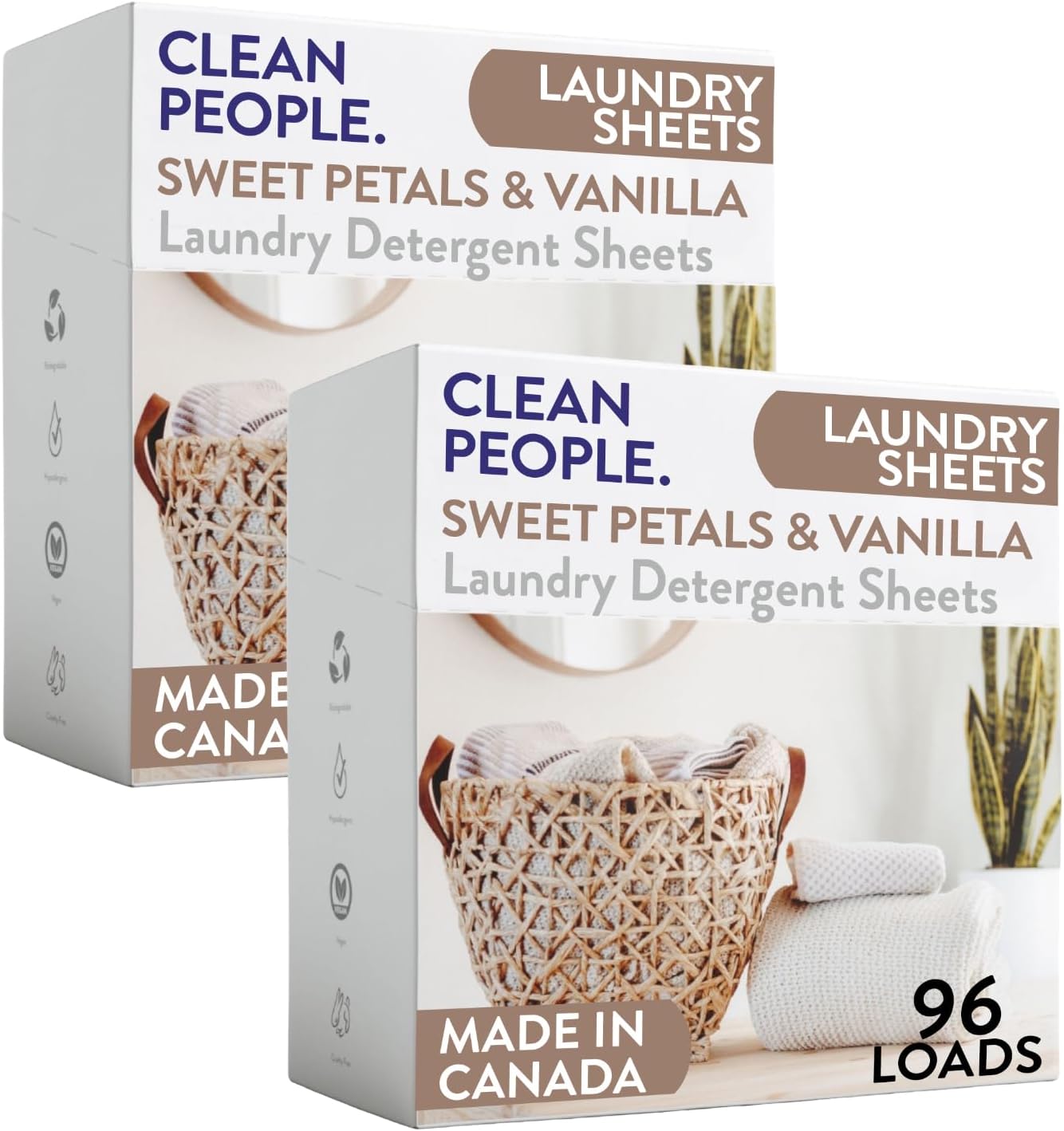 Clean People Laundry Detergent Sheets - Recyclable Packaging, Hypoallergenic, Stain Fighting - Ultra Concentrated, Laundry Soap - Fresh Scent, 96 Pack